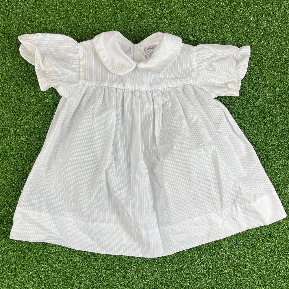 Vintage MayFair Baby Girls White Striped Dress 24M